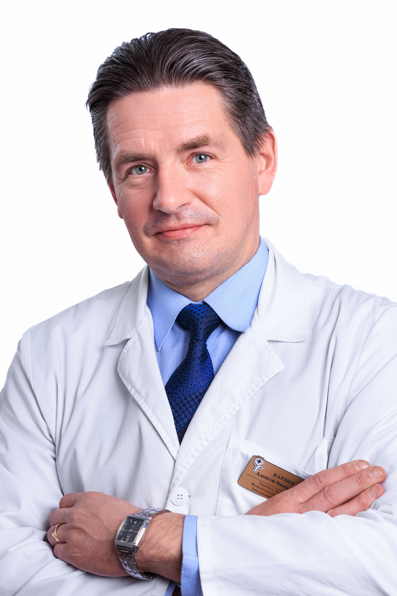 Терапевт высшей категории, кардиолог, гастроэнтеролог,  врач функциональной диагностики, заведующий отделением терапии Карлин Алексей Николаевич.